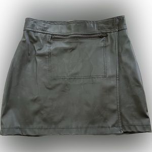 NWT Ashley by 26 International black faux leather cargo pocket mini wrap skirt
